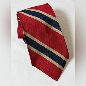 Robert Talbott For Romualdo Cincinnati Classic Red and Navy Striped Tie EUC